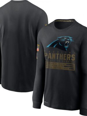 Men's Carolina Panthers 2020 Black Salute to Service Sideline Performance Long Sleeve T-Shirt