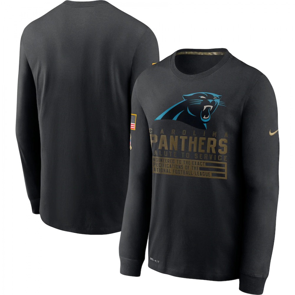 Men’s Carolina Panthers 2020 Black Salute to Service Sideline Performance Long Sleeve T-Shirt