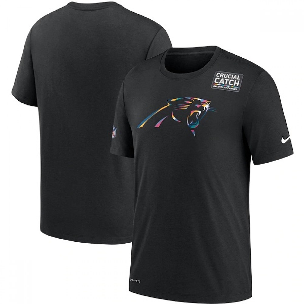 Men’s Carolina Panthers 2020 Black Sideline Crucial Catch Performance T-Shirt