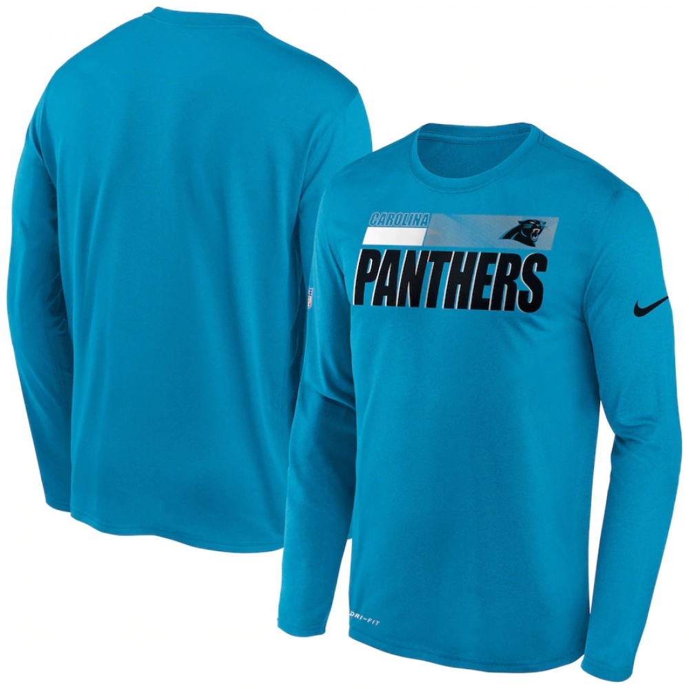 Men’s Carolina Panthers 2020 Blue Sideline Impact Legend Performance Long Sleeve T-Shirt