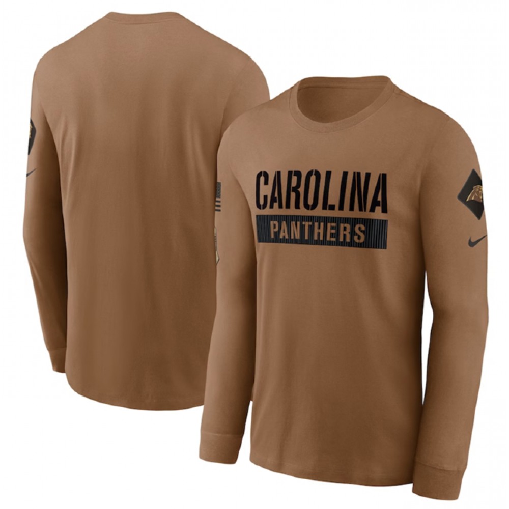 Men’s Carolina Panthers 2023 Brown Salute To Service Long Sleeve T-Shirt