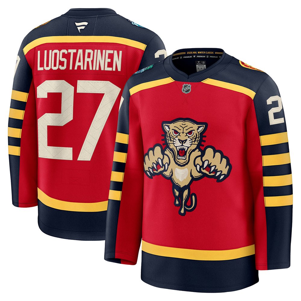 Men’s Florida Panthers #27 Eetu Luostarinen Red NHL 2026 Winter Classic Premium Jersey