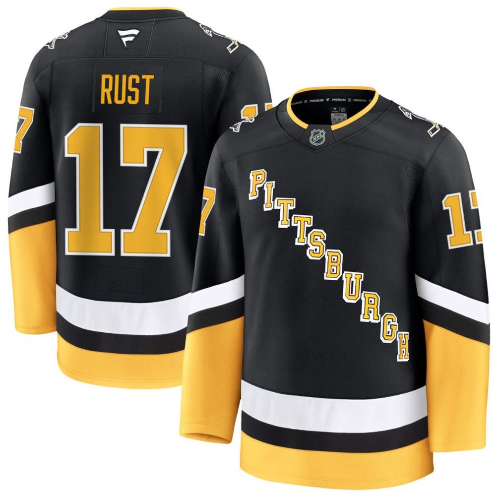 Men’s Pittsburgh Penguins #17 Bryan Rust Black Alternate Premium Jersey