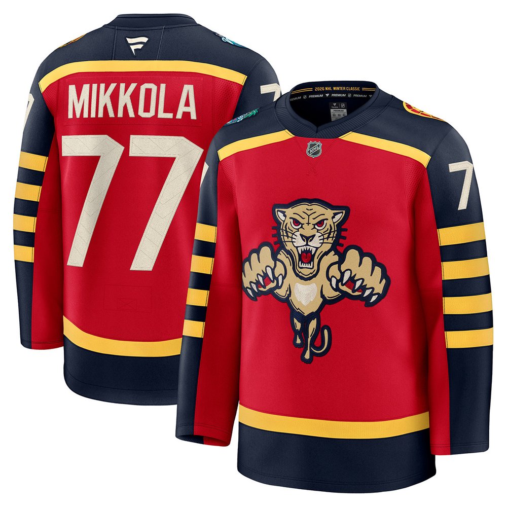Men’s Florida Panthers #77 Niko Mikkola Red NHL 2026 Winter Classic Premium Jersey