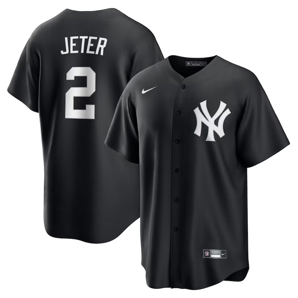 Youth New York Yankees #2 Derek Jeter Nike Black Lights Out Replica Player Jersey