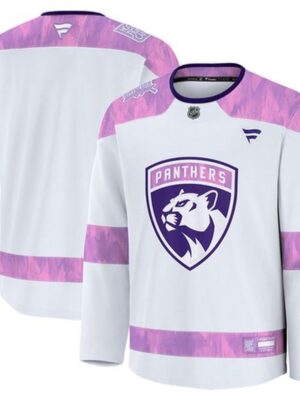 Men's Florida Panthers White 2024 Hockey Fights Cancer Practice Jersey
