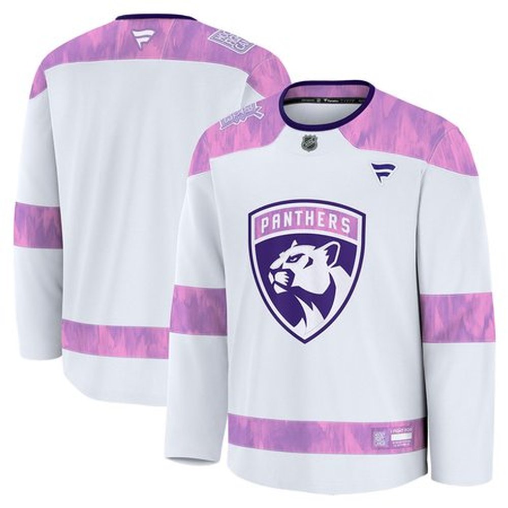 Men’s Florida Panthers White 2024 Hockey Fights Cancer Practice Jersey