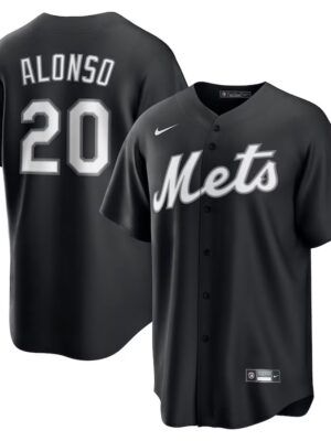 Men's New York Mets #20 Pete Alonso Nike Black Lights Out Replica Player Jersey