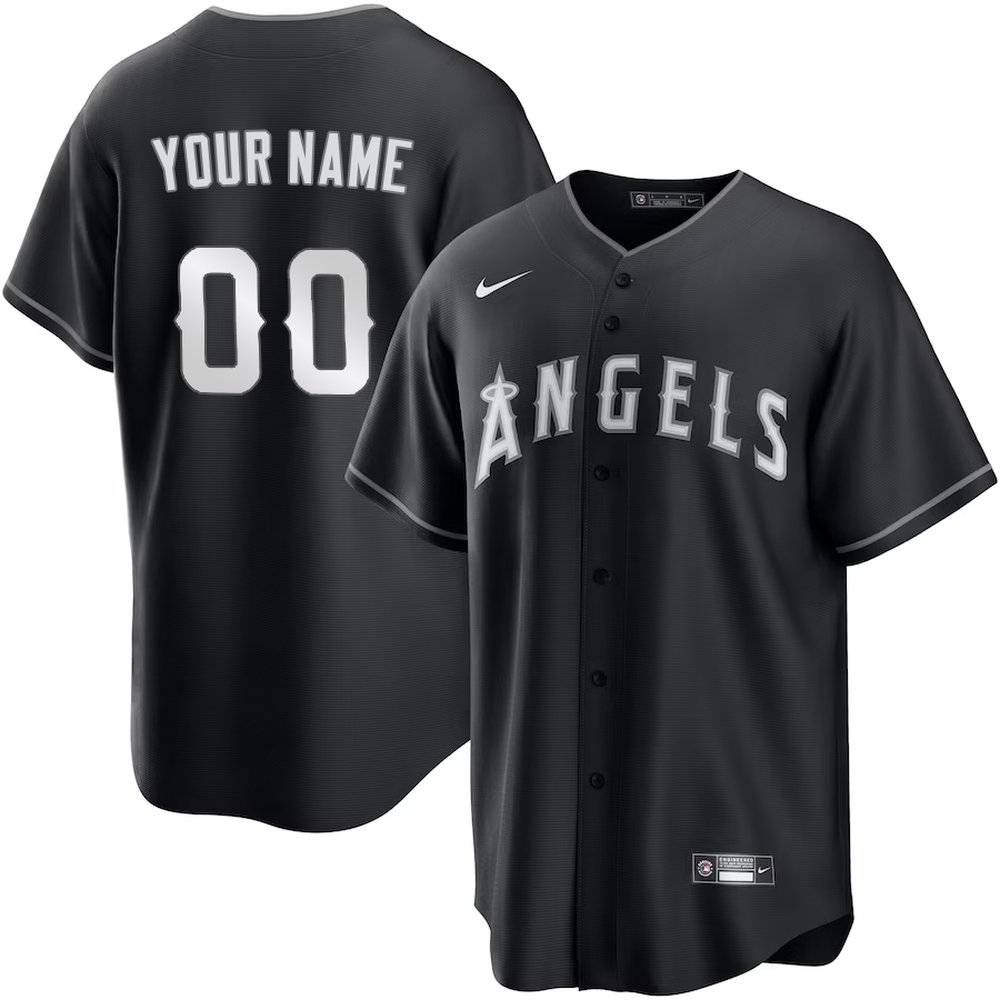 Youth Los Angeles Angels Nike Custom Black Lights Out Replica Jersey
