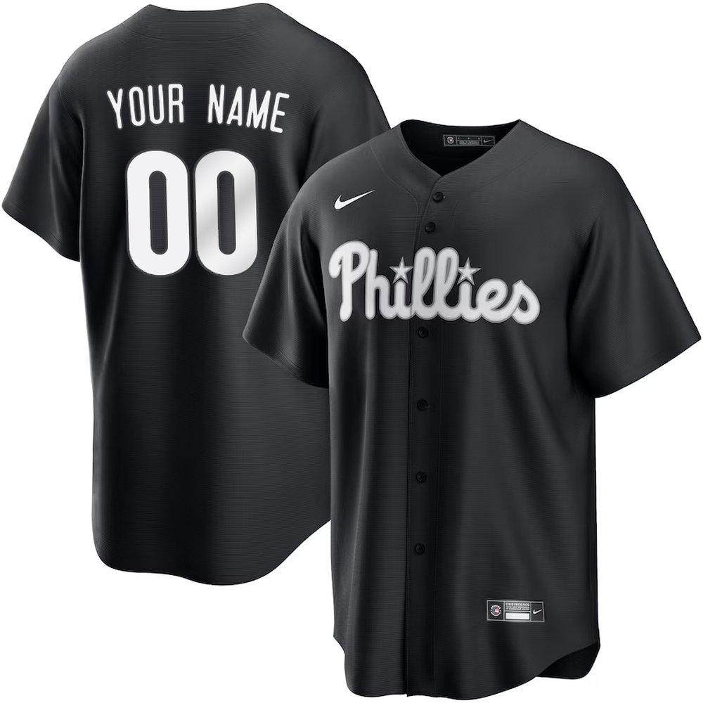 Youth Philadelphia Phillies Nike Custom Black Lights Out Replica Jersey