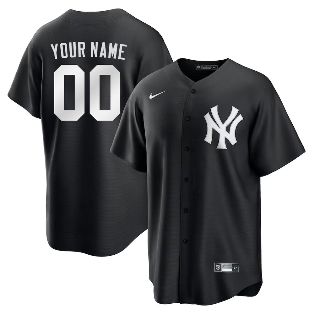 Men’s New York Yankees Nike Custom Black Lights Out Replica Jersey