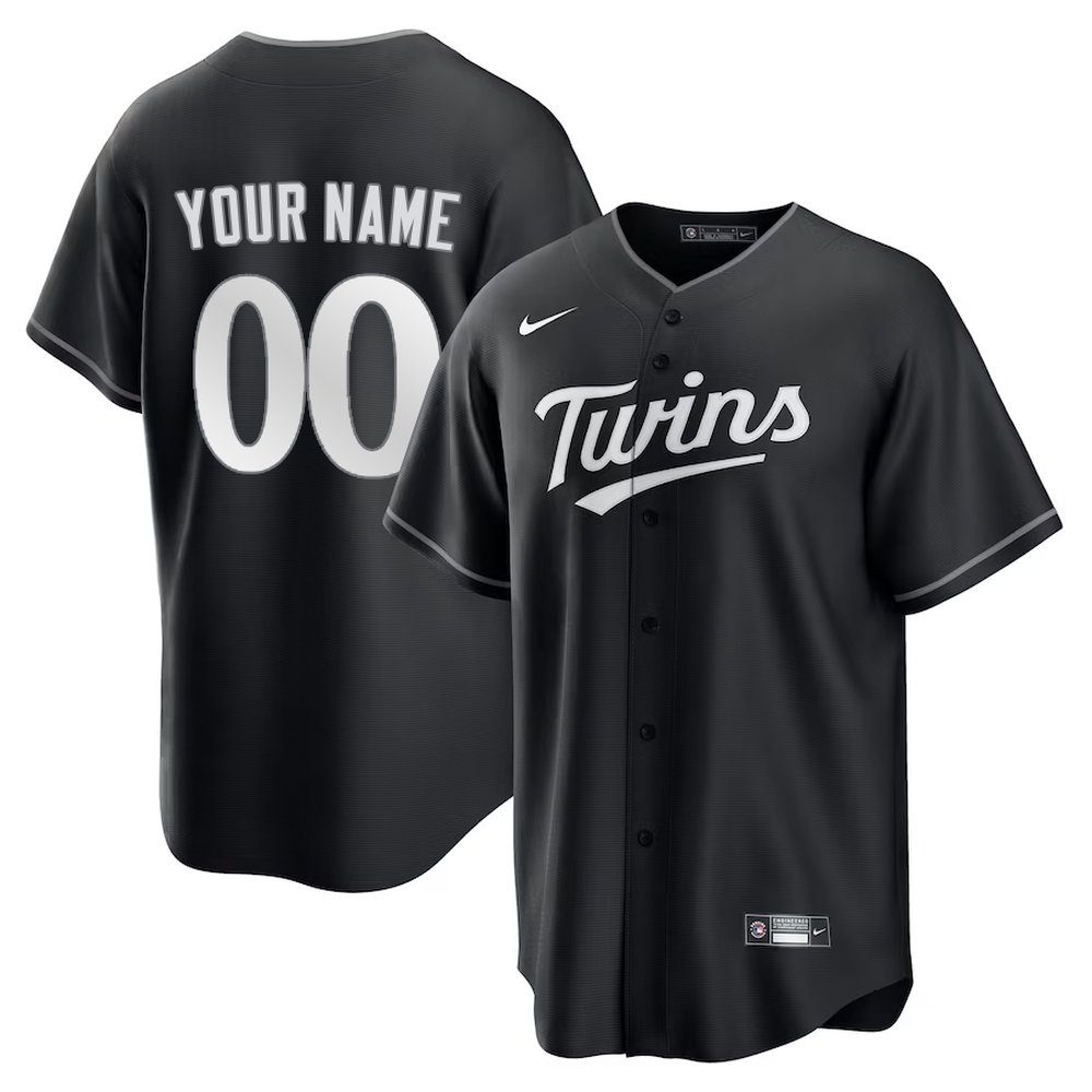 Men’s Minnesota Twins Nike Custom Black Lights Out Replica Jersey