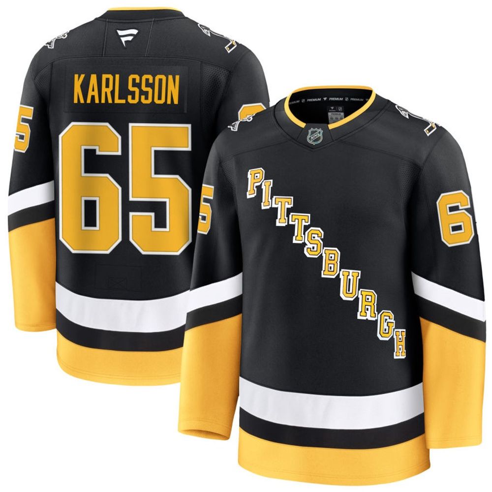 Men’s Pittsburgh Penguins #65 Erik Karlsson Black Alternate Premium Jersey