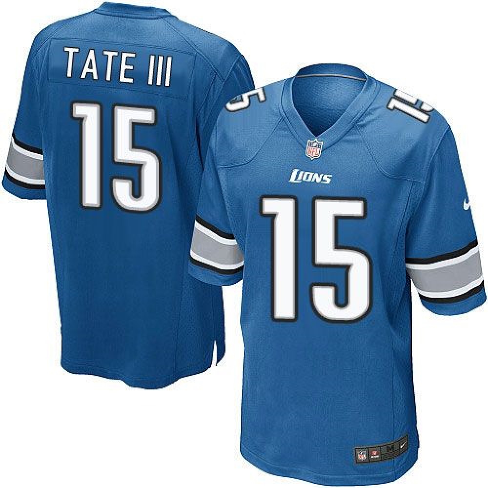 Lions #15 Golden Tate III Light Blue Team Color Youth Stitched NFL Elite Jersey