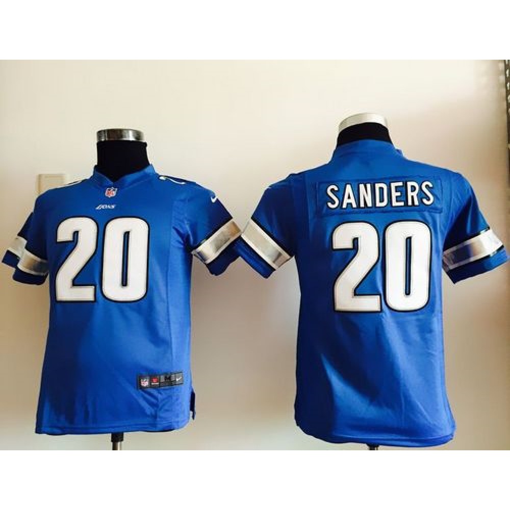 Lions #20 Barry Sanders Light Blue Team Color Youth Stitched NFL Elite Jersey
