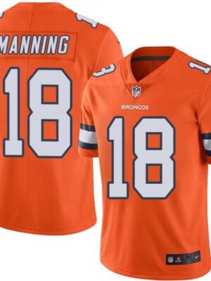 Broncos #18 Peyton Manning Orange Youth Stitched NFL Limited Rush Jersey
