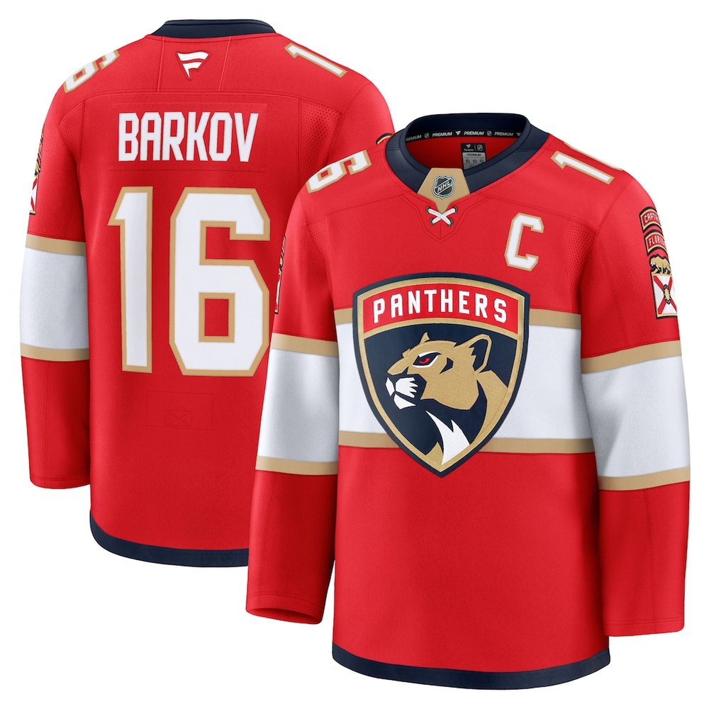 Men’s Florida Panthers #16 Aleksander Barkov Red Home Premium Player Jersey