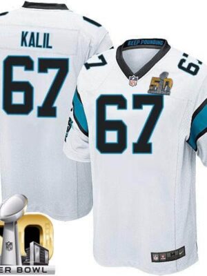 Panthers #67 Ryan Kalil White Super Bowl 50 Youth Stitched NFL Elite Jersey