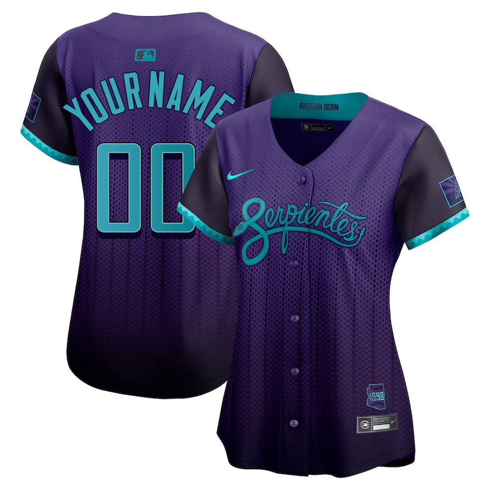 Women’s Arizona Diamondbacks Customized Nike Purple 2025 City Connect Limited Player Jersey