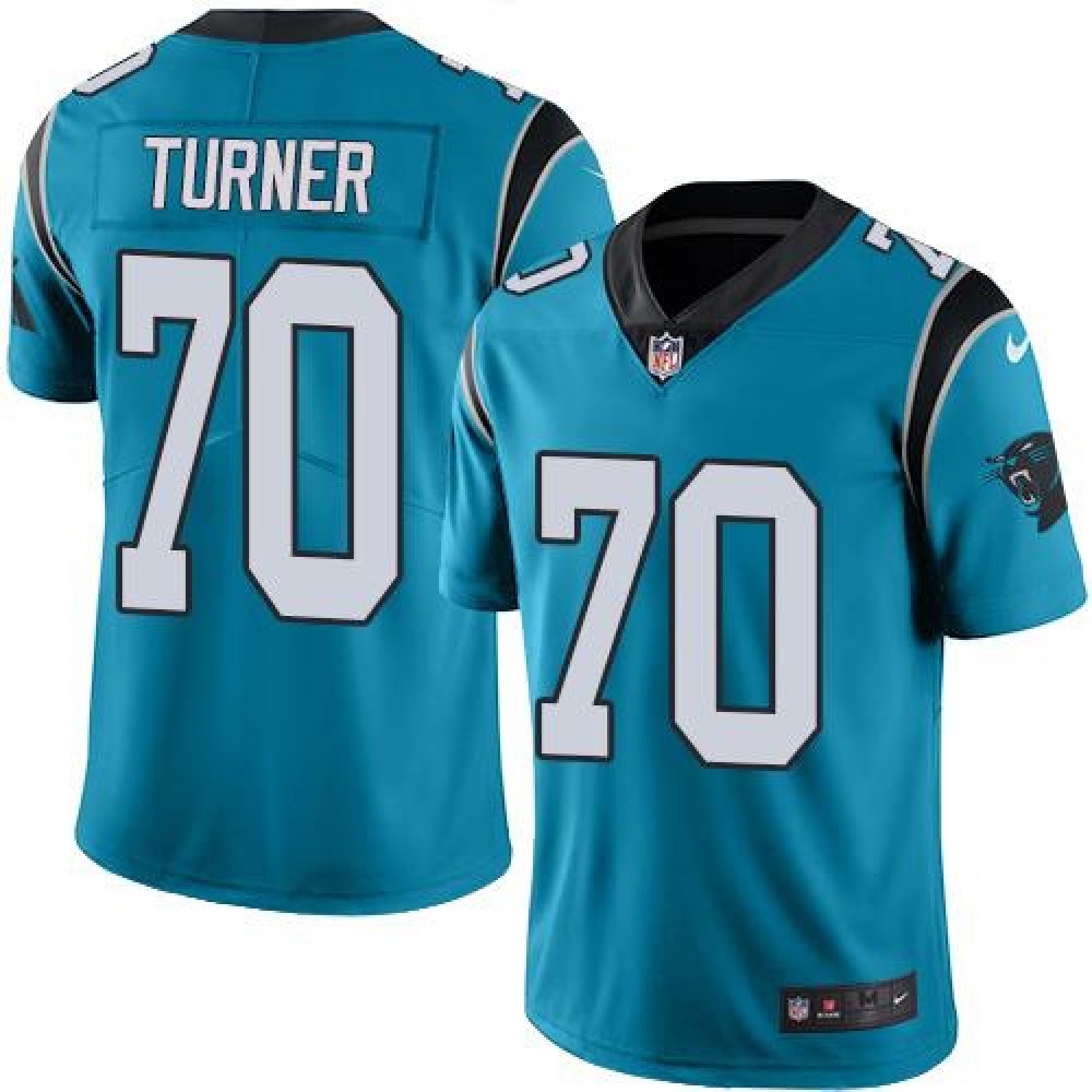 Panthers #70 Trai Turner Blue Youth Stitched NFL Limited Rush Jersey