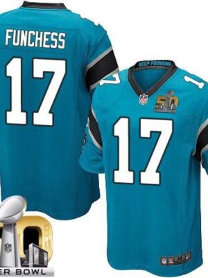 Panthers #17 Devin Funchess Blue Alternate Super Bowl 50 Youth Stitched NFL Elite Jersey