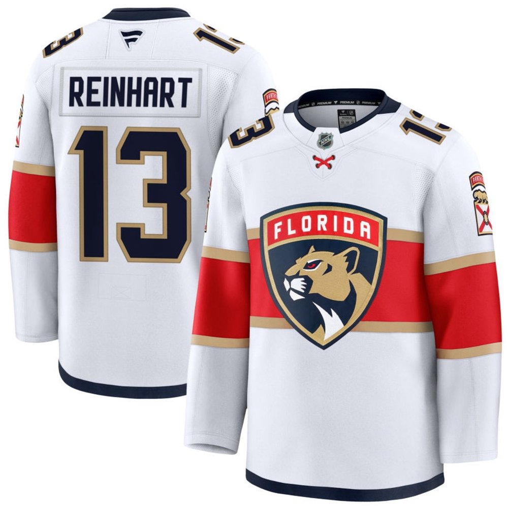 Men’s Florida Panthers #13 Sam Reinhart White Premium Jersey