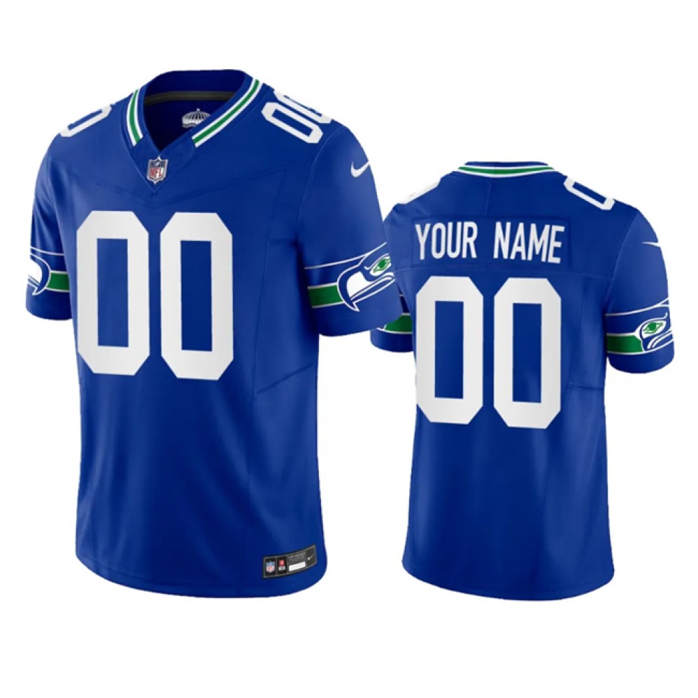 Men’s Seattle Seahawks Active Player Custom Royal 2023 F.U.S.E. Vapor Limited Throwback Stitched Jersey