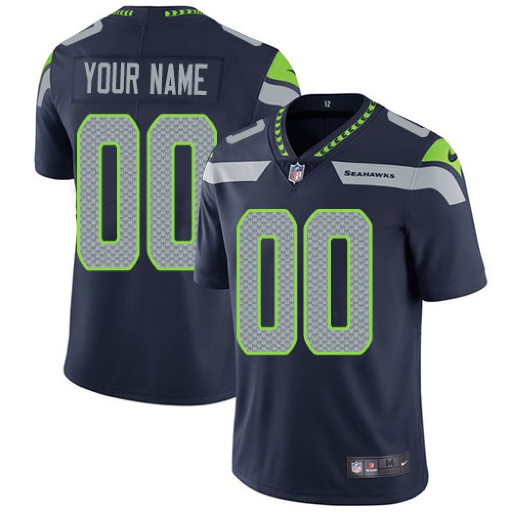 Men’s Seattle Seahawks Customized Navy Team Color Vapor Untouchable Limited NFL Stitched Jersey