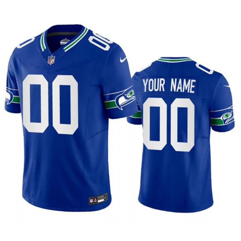 Men’s Seattle Seahawks Customized Royal 2023 F.U.S.E. Vapor Limited Throwback Stitched Football Jersey