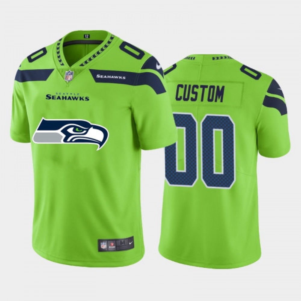 Men’s Seattle Seahawks ACTIVE PLAYER Custom 2020 Green Team Big Logo Limited Stitched Jersey