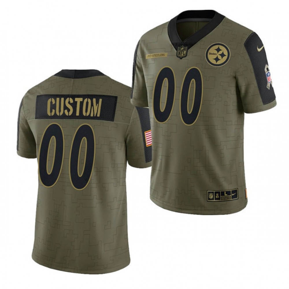 Men’s Pittsburgh Steelers ACTIVE PLAYER Custom 2021 Olive Salute To Service Limited Stitched Jersey