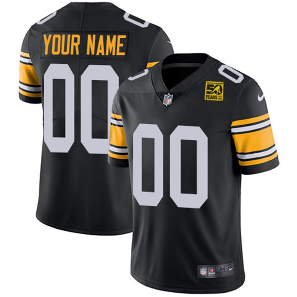 Men’s Pittsburgh Steelers Active Player Custom Black 2023 50th Anniversary Vapor Untouchable Limited Jersey
