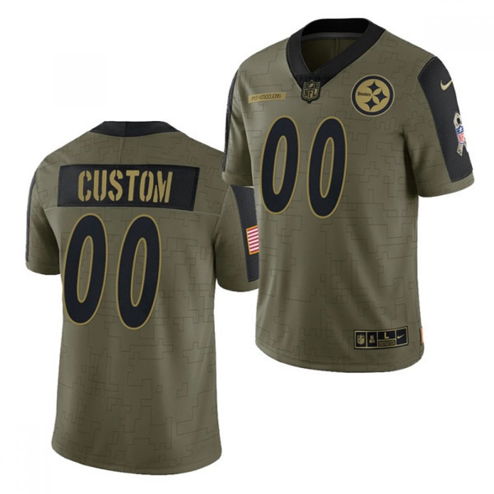 Men’s Pittsburgh Steelers Customized 2021 Olive Salute To Service Limited Stitched Jersey