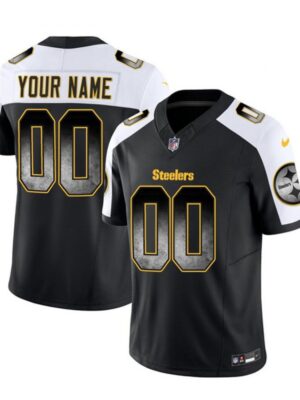 Men's Pittsburgh Steelers Active Player Custom Black/White 2023 F.U.S.E. Smoke Vapor Untouchable Limited Stitched Jersey
