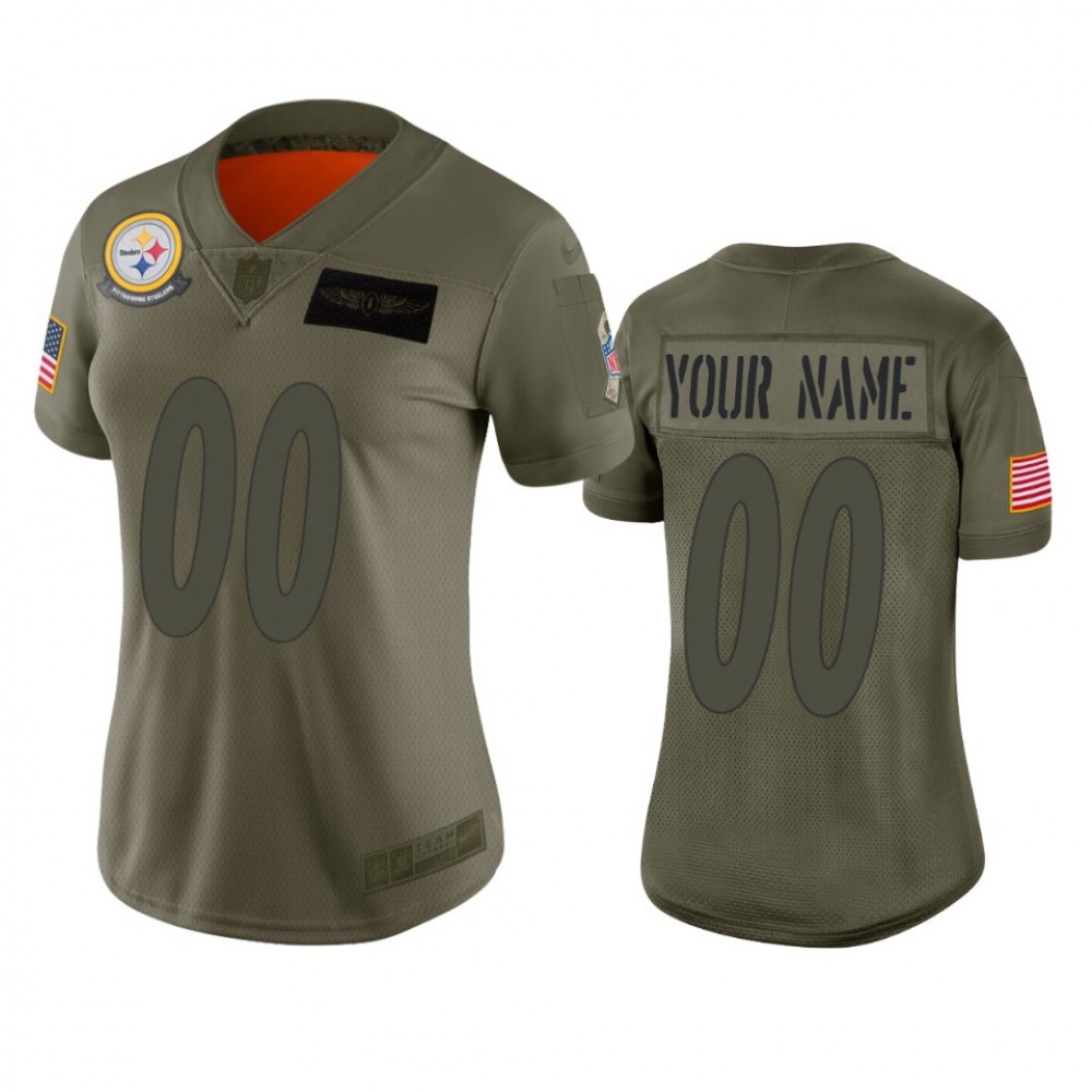 Women’s Pittsburgh Steelers Customized 2019 Camo Salute To Service NFL Stitched Limited Jersey(Run Small