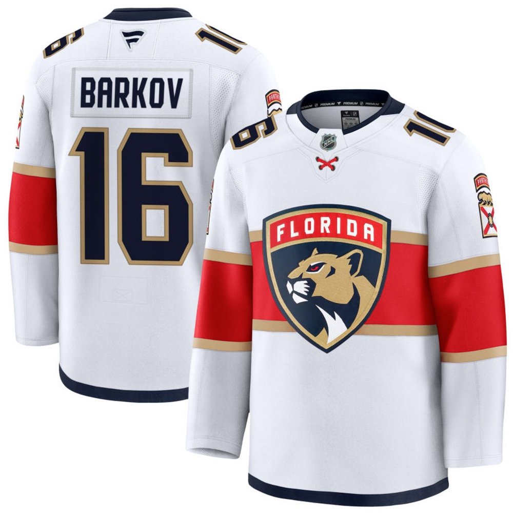 Men’s Florida Panthers #16 Aleksander Barkov White Premium Jersey