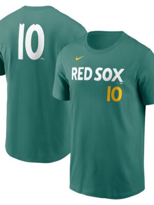 Men's Boston Red Sox #10 Trevor Story Nike Green 2025 City Connect Fuse Name & Number T-Shirt