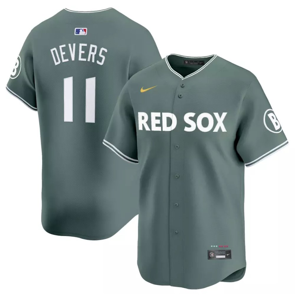 Men’s Boston Red Sox #11 Rafael Devers Nike Green 2025 City Connect Limited Player Jersey