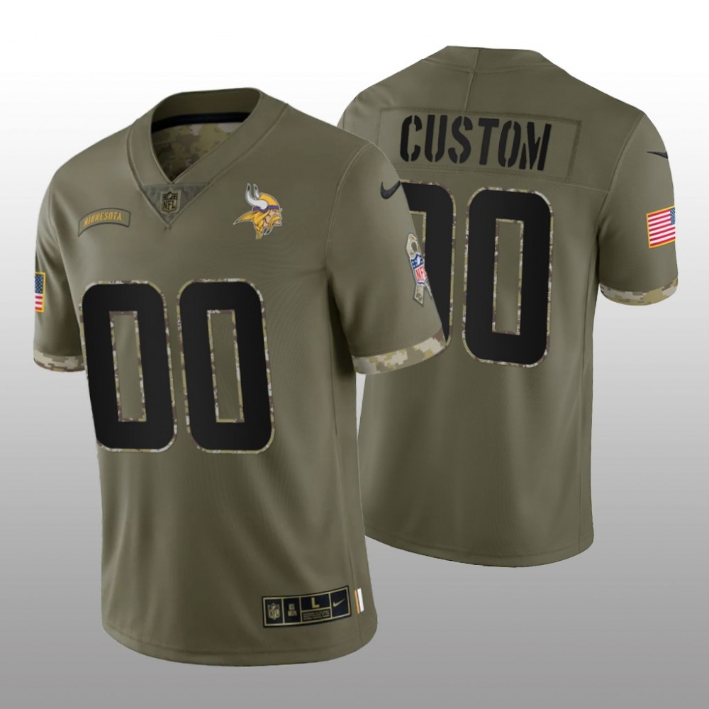 Men’s Minnesota Vikings ACTIVE PLAYER Custom Olive 2022 Salute To Service Limited Stitched Jersey