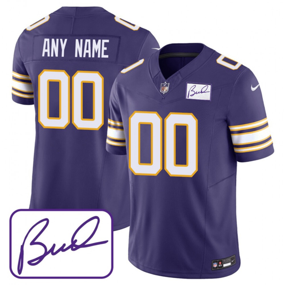 Men’s Minnesota Vikings Active Player Custom Purple 2023 F.U.S.E. Bud Grant patch Limited Stitched Jersey