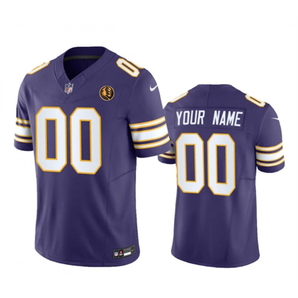 Men’s Minnesota Vikings Active Player Custom Purple 2023 F.U.S.E. Throwback With John Madden Patch Vapor Limited Stitched Football Jersey