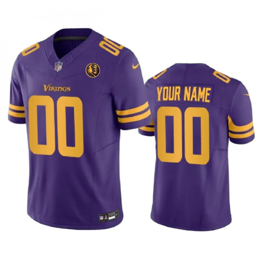Men’s Minnesota Vikings Active Player Custom Purple 2023 F.U.S.E. With John Madden Patch Color Rush Limited Stitched Football Jersey