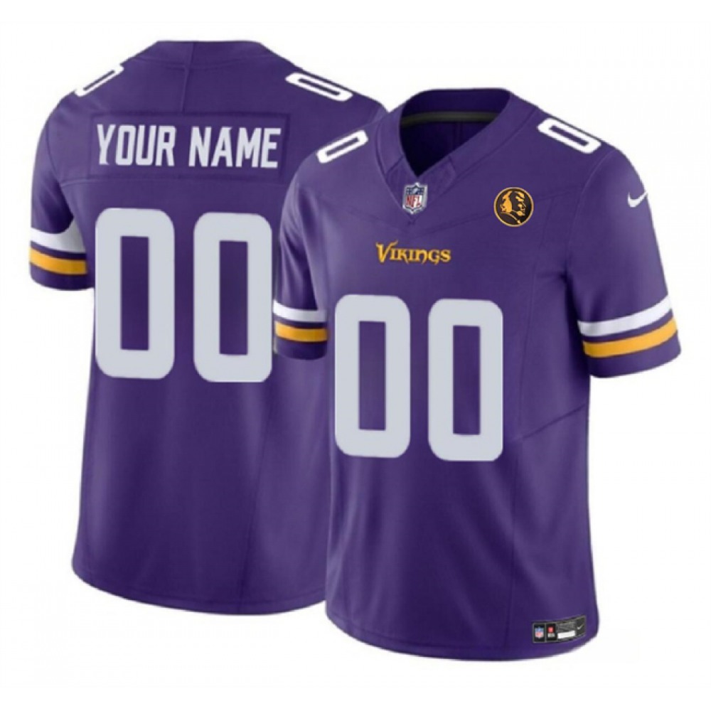 Men’s Minnesota Vikings Active Player Custom Purple 2023 F.U.S.E. With John Madden Patch Vapor Limited Stitched Football Jersey