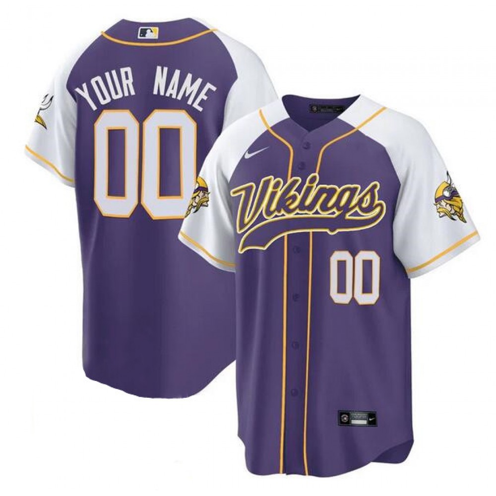 Men’s Minnesota Vikings ACTIVE PLAYER Custom Purple/White Cool Base Stitched Baseball Jersey