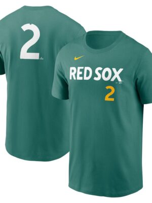 Men's Boston Red Sox #2 Alex Bregman Nike Green 2025 City Connect Fuse Name & Number T-Shirt