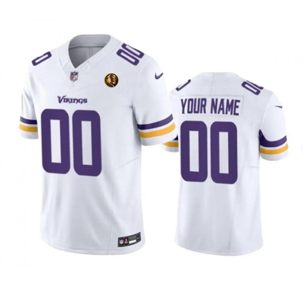 Men’s Minnesota Vikings Active Player Custom White 2023 F.U.S.E. With John Madden Patch Vapor Limited Stitched Football Jersey