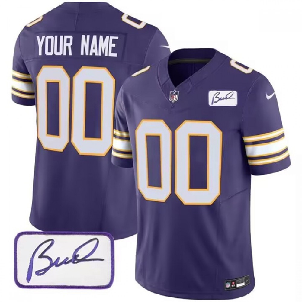 Men’s Minnesota Vikings Customized Purple 2023 F.U.S.E. Bud Grant patch Limited Stitched Football Jersey