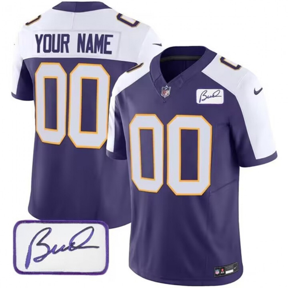 Men’s Minnesota Vikings Customized Purple White 2023 F.U.S.E. Bud Grant patch Limited Stitched Football Jersey