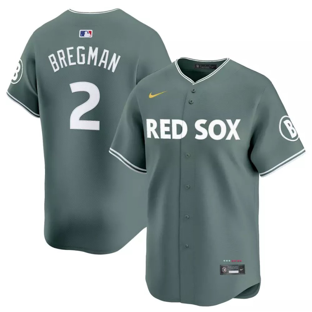 Men’s Boston Red Sox #2 Alex Bregman Nike Green 2025 City Connect Limited Player Jersey