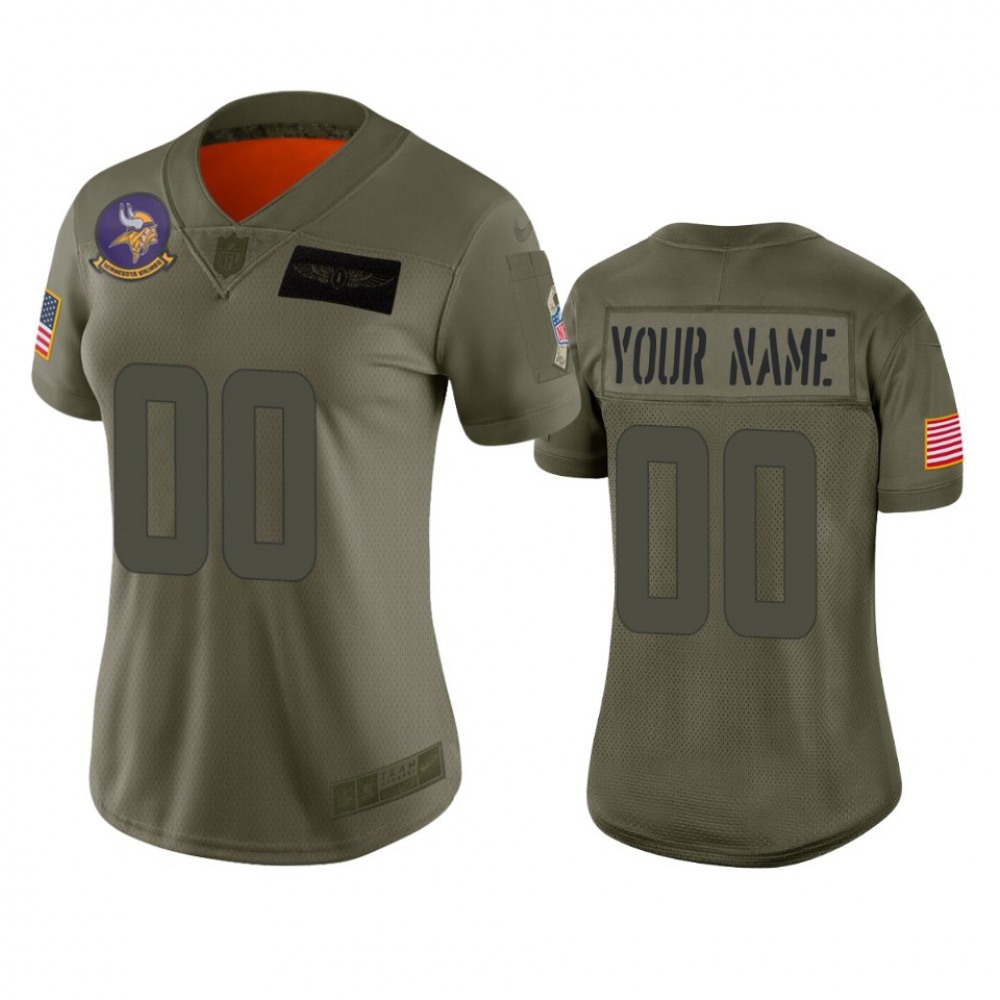 Women’s Minnesota Vikings Customized 2019 Camo Salute To Service NFL Stitched Limited Jersey(Run Small